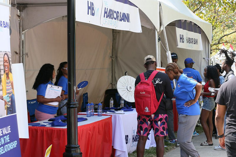 The Harbor Bank tent at an outdoor festival